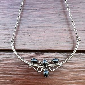 Vintage Bib Collar Onyx Necklace (Engraved)